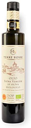 TERRE ROSSE Olio Extravergine di Oliva Biologico Spremuto a Freddo Monocultivar Moraiolo Certificazioni DOP Umbria Colli Assisi Spoleto e Kosher/P Campagna Olearia 2023-1 Bottiglia da 500 ml