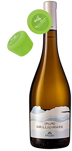 sicilia bedda FAZIO VINI Vino Bianco Prodotto a Erice IDEA REGALO (GRILLI DI MARE 100% Grillo Frizzante, 1 Bottiglia con Tegolina)