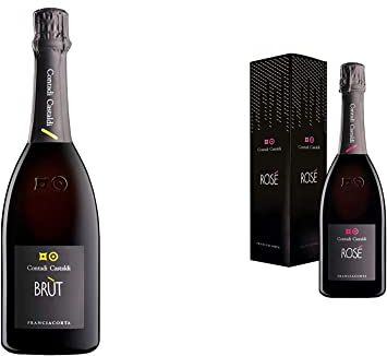 Contadi Castaldi Brut Bottiglia Di Franciacorta Da 750ml. Vino Con 80% Chardonnay, 10% Pinot Nero E 10% Pinot Bianco, Ottimo Per Aperitivo. & Rosé Non Millesimato Astucciato 750 ml