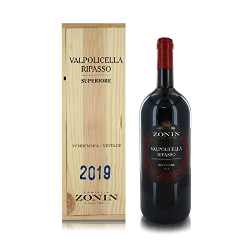 ZONIN Vino Rosso Valpolicella Ripasso Superiore DOC 2019, Magnum 1,5 Lt in Cassetta di Legno