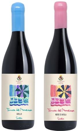 Marchese Delle Saline 2 bottiglie vini siciliani biologici: Grillo Sicilia DOC e Nero D'Avola “Tenute del Marchese" 2 x 0,75 l idea regalo