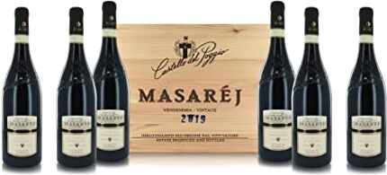 CASTELLO DEL POGGIO Vino Rosso Masaréj Barbera d'Asti DOCG 2019, Cassetta di Legno, 6 x 750 Ml