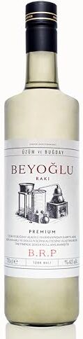 Beylerbeyi Beyoğlu Premium Raki 100cl   Brandy turco aromatizzato all'anice 100% Uva fresca Senza zuccheri aggiunti   Tripla distillazione Gradazione alcolica 45%