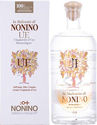 Nonino Distillerie , UE acquavite d'uva Monovitigno  La Malvasia, 38% vol. Fresca, cristallina, lievemente aromatica Bottiglia in vetro da 700 ml