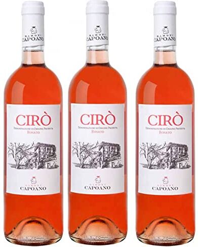 capoano Cirò Vino Rosato DOP Made in Italy Bottiglie da 750 ml 13% Vol 100% Gaglioppo per Primi Piatti, Risotti, Carni Bianche (3 Bottiglie)