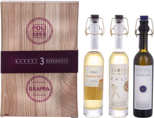 Poli Grappa Baby Pack ORO 40% Vol. 3x0,1l in Holzkiste