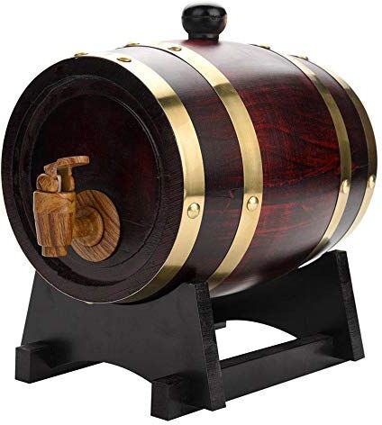 SOULONG Vino Botte di Rovere, 1.5/3/5/10L Botte di Rovere per Vino Whisky Tequila, Dispenser a vino botte legno, a prova di perdite(1.5L)