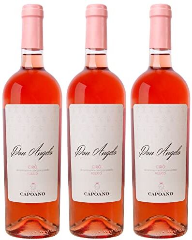 capoano Cirò Don Angelo Vino Rosato DOP Made in Italy 3 Bottiglie da 750 ml 13,5% Vol 90% Gaglioppo 10% Syrah Abbinamento con Risotti, Minestre, Carni Bianche e rosse non Elaborate