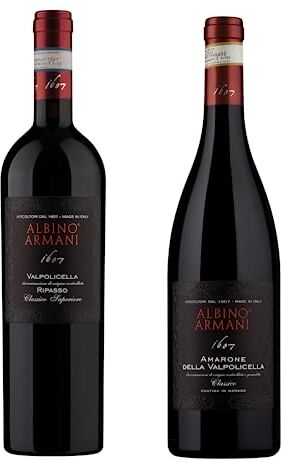 Giorgio Armani Valpolicella RIPASSO e AMARONE Tasting Confezione da 2 bottiglie x 750 ml 1x Valpolicella Classico Superiore Ripasso DOC, 1x Amarone della Valpolicella Classico DOCG