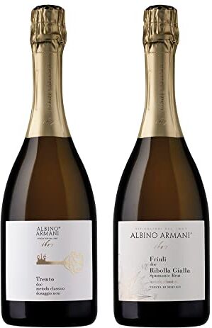 Giorgio Armani METODO CLASSICO Tasting Confezione da 2 bottiglie x 750 ml 1x Trento DOC Clè Spumante Metodo Classico Dosaggio Zero, 1x Ribolla Gialla Brut Metodo Classico Friuli DOC