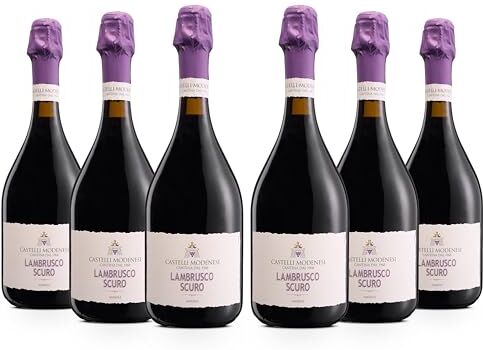 Cantina Castelli Modenesi Lambrusco Scuro Amabile Emilia IGT, Vino Rosso dal Gusto Pieno ed Equilibrato, Profumo Variegato e Rifinito di Prugna e Frutta Secca, 8% Vol., 6 Bottiglie da 750 ml