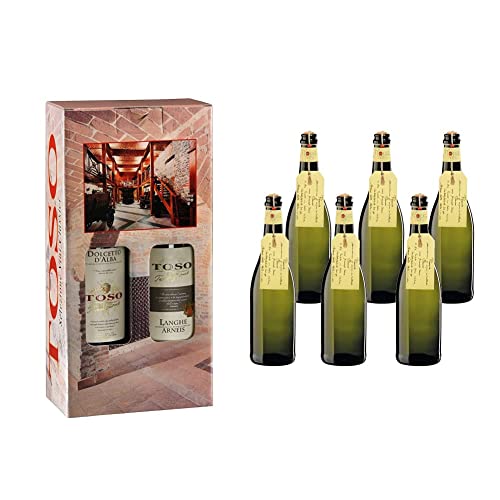 Toso S.p.a Confezione Vino Rosso Dolcetto D'Alba Doc, Vino Bianco Langhe Doc Arneis, Piemonte, 2 Bottiglie, 2 X 750Ml 1500 ml & FIOCCO DI VITE Piemonte Doc Bianco Fiocco Di Vite