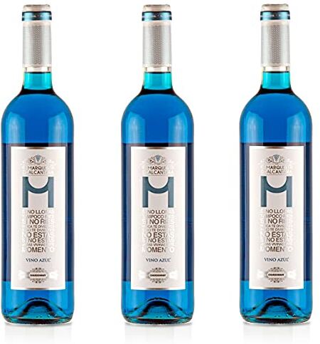 Marques de Alcantara Gourmet Bevanda Blu Aromatizzata a Base di Vino Chardonnay Biologico 3 Bottiglie da 75 Cl