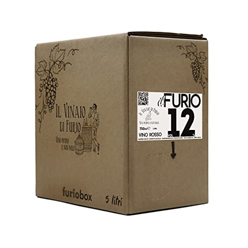 Il Vinaio di Furio Vino Rosso Pregiato BAG IN BOX -"IL FURIO 12" Vol. 12% Bottiglie e Box da 0,75l 3l 5l 10l (Furiobox 3l)