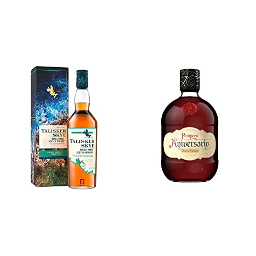 Talisker Skye Single Malt Scotch Whisky, 700 ml (La confezione può variare) & Pampero Aniversario Rum 700 ml