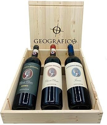 Geografico Verticale 3 bt "Contessa di Radda" Chianti Classico + Chianti Classico Riserva + Toscana IGT 0,75 lt. + Box Legno