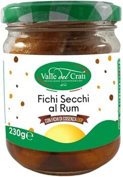 Valle del Crati ECCELLENZE GASTRONOMICHE dal 1998 Valle del Crati Fichi al Rum   Fichi Essiccati al Sole Immersi Nel Rum   Prodotto Tipico Calabrese   Dolcetto Pausa Caffè   Vasetto 230 grammi