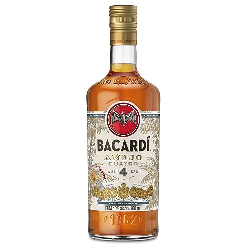 Bacardi BACARDÍ Anejo 4 Year Old Premium Caribbean Rum, pregiato rum invecchiato 4 anni in botti di rovere sotto al sole dei Caraibi, Vol. 40%, 70 cl / 700 ml