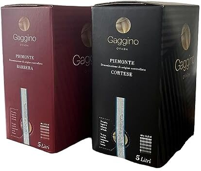 Tenuta Gaggino 2 Bag In Box da 5 litri: 1 x Piemonte DOC Barbera e 1 x Piem. Doc Cortese Gaggino confezione conveniente e comoda (2 x 5 l)