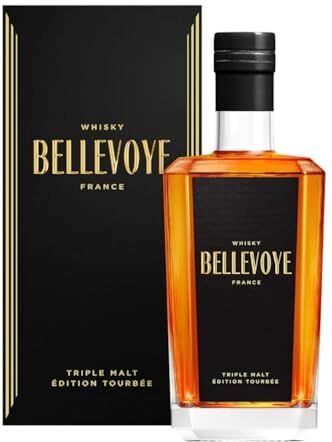 BELLEVOYE Whisky Triplo Malto Whisky francese torbato  Noir Medaglia d'oro al Concours Mondial de Bruxelles 2018, 2019, 2020, 2021-43% di alcol Origine: 100% Francia 70 cl