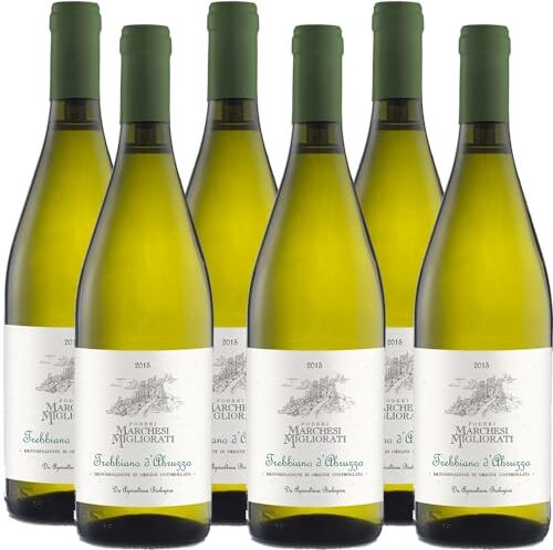 Poderi Vino Bianco Trebbiano D'Abruzzo Doc    Marchesi Migliorati   Bianchi Abruzzesi   6 Bottiglie da 75 Cl   Idea Regalo