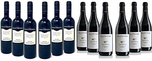 Sant'Orsola Vino Rosso Nero d'Avola Doc Sicilia Pacco da 6 x 750 ml & Vino Rosso- Dolcetto d'alba Doc Pacco da 6 x 750 ml