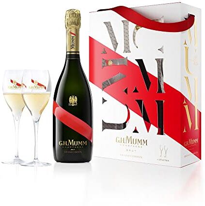 Mumm G.H.  Grand Cordon Champagne, Pack con 2 flute in omaggio, 75 cl