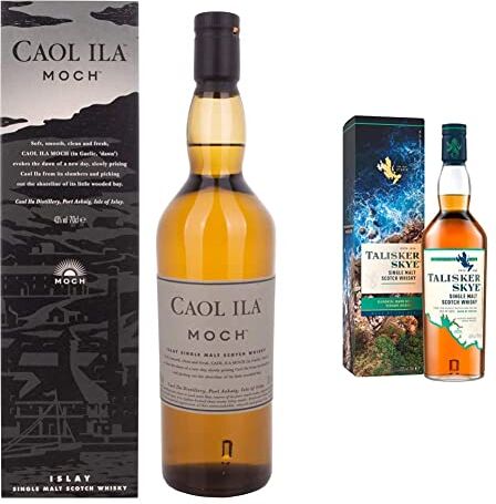 Caol Ila Moch Single Malt Scotch Whisky 700 ml & Talisker Skye Single Malt Scotch Whisky, 700 ml (La confezione può variare)