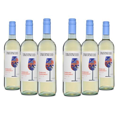 Tavernello Trebbiano Chardonnay Rubicone IGT, Vino Equilibrato e Profumato, 12% Vol, Confezione con 6 Bottiglie da 0,75 L