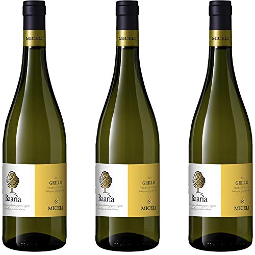 Baaria Grillo IGT Terre Siciliane   Cantina Miceli   Vino Bianco della Sicilia   3 Bottiglie 75Cl   Idea Regalo