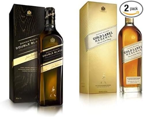 Johnnie Walker Gold Label Reserve Blended Scotch Whisky 700 ml & Double Black Label, Blended Scotch Whisky 700 ml