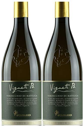 marche in italy 2x vino bianco Verdicchio di Matelica DOC Biologico Vigneti B, cl.75, cantina Belisario, prodotto tipico marchignano, Italy