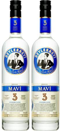 Beylerbeyi RAKI  Mavi Raki 2 x 100cl   Brandy Turco Aromatizzato All'Anice 100% Uva Fresca Senza Zuccheri Aggiunti Tripla Distillazione Gradazione Alcolica 45%