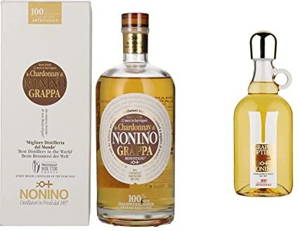 Nonino Distillerie , Grappa  Monovitigno Chardonnay Invecchiatain barriques 12 mesi bottiglia da 700 ml & Distillerie, Grappa Optima invecchiata da 12 a 18 mesi in barriques 700 ml