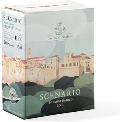 Cantina di Pitigliano Bag In Box Scenario Bianco IGT Toscana, Vino Bianco Trebbiano e Malvasia, 12% Vol, 3L