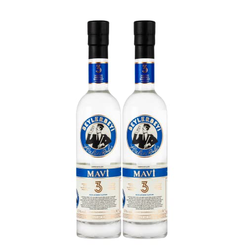 Beylerbeyi RAKI  Mavi Raki 2 x 35cl   Brandy Turco Aromatizzato All'Anice 100% Uva Fresca Senza Zuccheri Aggiunti Tripla Distillazione Gradazione Alcolica 45%