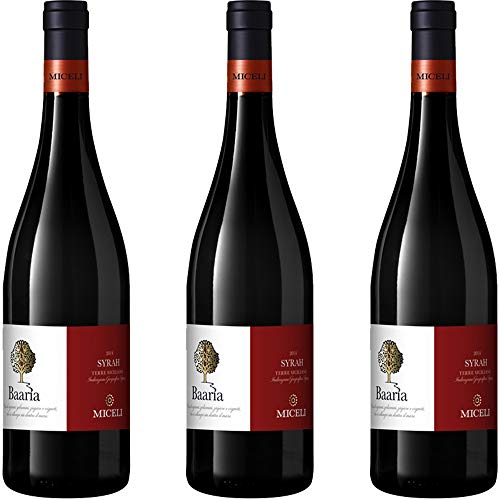 Baaria Syrah      IGT Terre Siciliane   Vino Rosso Tipico della Sicilia   3 Bottiglie 75Cl   Idea Regalo