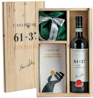 Casa Setaro Vino Bianco Bosco del Monaco 61.37 Vesuvio Doc   Gift Box con Tombola Napoletana Omaggio      Vino Bianco Caprettone   Idea Regalo Natale