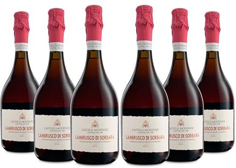 Cantina Castelli Modenesi Lambrusco Di Sorbara Doc, Gusto Fresco, Frizzante Con Retrogusto Di Frutti Rossi, Profumo Fruttato E Intenso, 11 Per Cento Volume, Rosso, 6 Bottiglie Da 750 ml