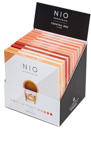 NIO Cocktails Box Amanti del Bitter, 10 Drink da 100ml già Miscelati, Pronti da Bere, (4 Negroni, 2 Milano Torino, 2 Boulevardier, 2 Manhattan), Gift Pack, 1000ml