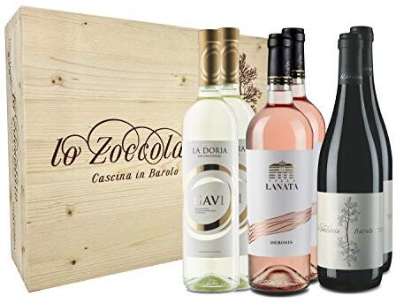 La Toledana Lo Zoccolaio Cassetta Legno 2 La Doria Gavi + 2 Villa Lanata Piemonte Rosato + 2 Lo Zoccolaio Barolo Pacco 6 x 750 ml