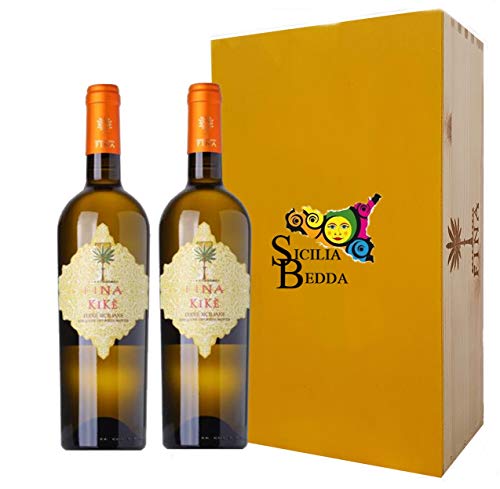 sicilia bedda Terre Siciliane IGT Traminer Aromatico Sauvignon Blanc Kikè Fina 2019 75 CL Vari Formati con Cofanetti Esclusivi (2 Bottiglie in Box Legno)
