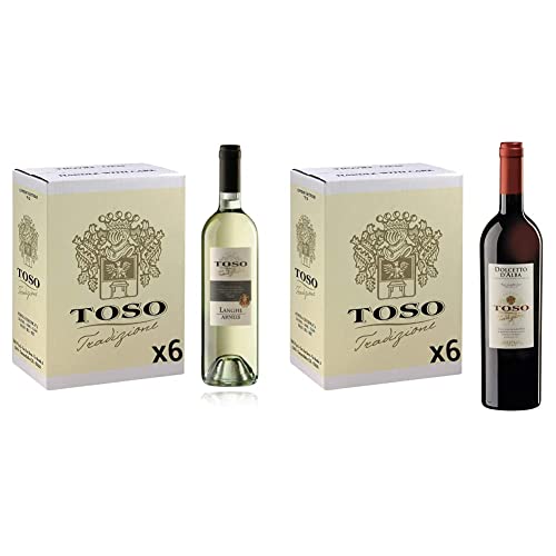 Toso S.p.a Toso Vino Bianco Langhe DOC Arneis, Piemonte, 6 bottiglie, 6 x 750ml & Toso Vino Rosso Doclcetto D'Alba DOC, Piemonte, 6 bottiglie, 6 x 750ml