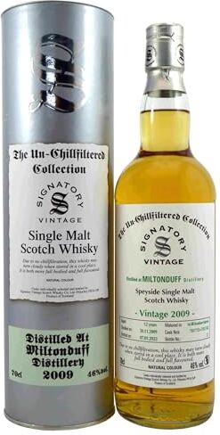 Signatory Vintage MILTONDUFF 12 Years Old The Un-Chillfiltered 2009 46% Vol. 0,7l in Tinbox