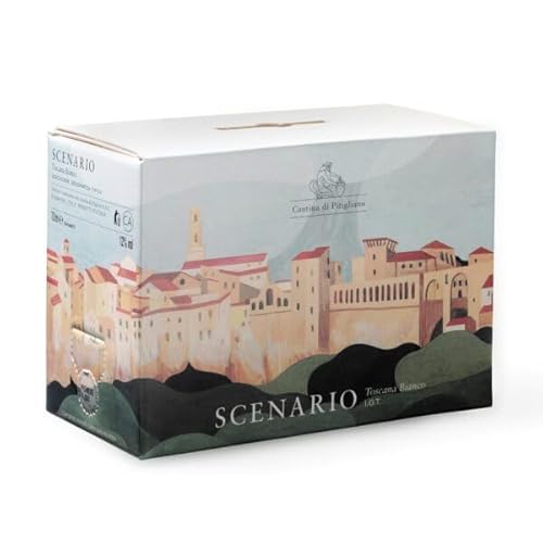 Cantina di Pitigliano Bag In Box Scenario Bianco IGT Toscana, Vino Bianco Trebbiano e Malvasia, 12% Vol, 10L