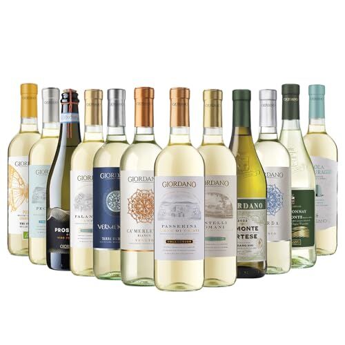 GIORDANO SELEZIONE BIANCHI Confezione da 12 tipologie di Vini Bianchi Secchi di tutta Italia 12 Bottiglie da 75 cl