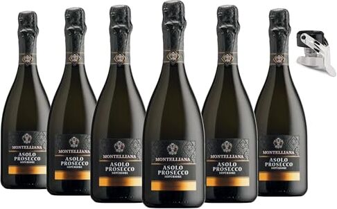 Generico 6 Bottiglie Prosecco Superiore Asolo Docg Extra Dry Storico Montelliana 6x75cl con Tappo omaggio