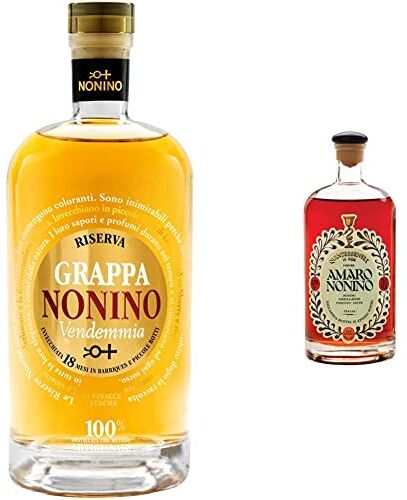 Nonino Distillerie  dal 1897, Grappa  Vendemmia Riserva 18 mesi, 41 gradi 500 ml & Amaro Quintessentia, Liquore d'erbe nobilitato da Acquavite d'Uva invecchiata in barriques