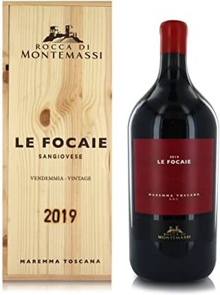 ROCCA DI MONTEMASSI Vino Rosso Le Focaie Maremma Toscana DOC, 2019, Cassetta di Legno, Magnum 3 Lt