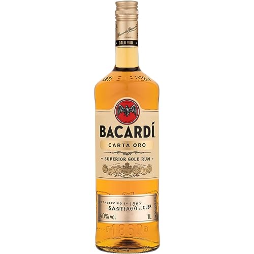 Bacardi BACARDÍ Carta Oro Gold Rum, iconico rum dei Caraibi, ideale per il cocktail Cuba Libre, Vol. 37,5%, 100 cl / 1 l